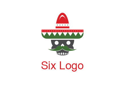 skull with mustache and Mexican hat icon