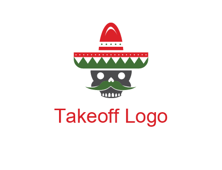 skull with mustache and Mexican hat icon