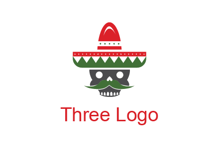 skull with mustache and Mexican hat icon