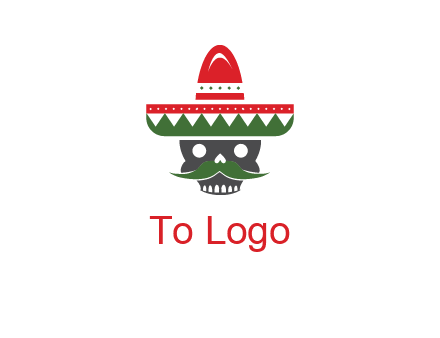 skull with mustache and Mexican hat icon