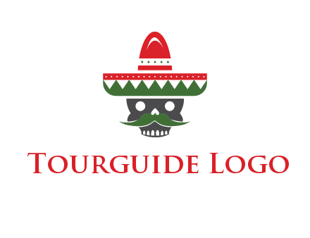 skull with mustache and Mexican hat icon