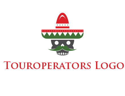 skull with mustache and Mexican hat icon