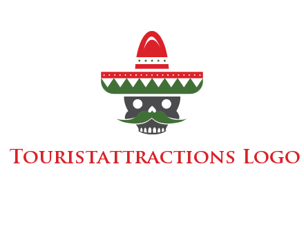 skull with mustache and Mexican hat icon