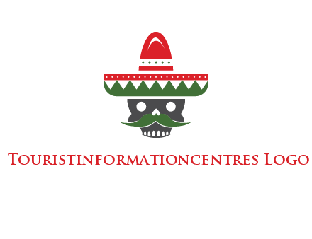 skull with mustache and Mexican hat icon