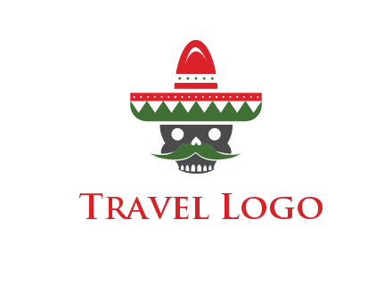 skull with mustache and Mexican hat icon
