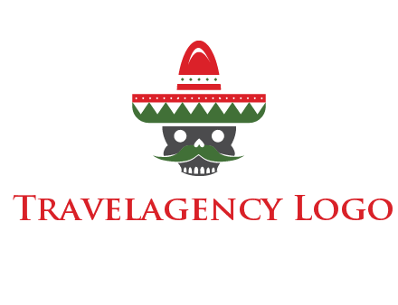 skull with mustache and Mexican hat icon