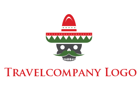 skull with mustache and Mexican hat icon