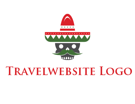 skull with mustache and Mexican hat icon