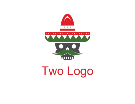 skull with mustache and Mexican hat icon