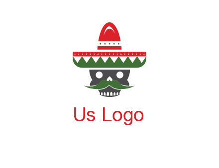 skull with mustache and Mexican hat icon