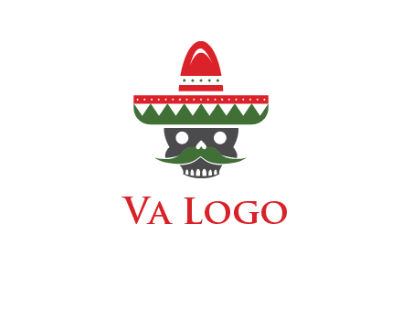 skull with mustache and Mexican hat icon