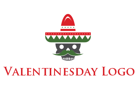 skull with mustache and Mexican hat icon