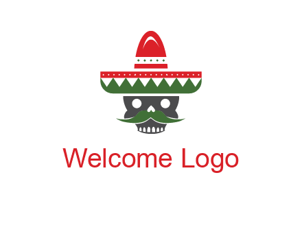 skull with mustache and Mexican hat icon