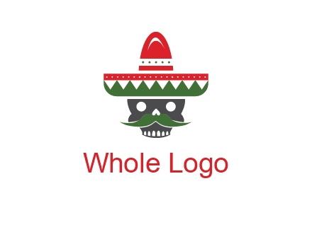 skull with mustache and Mexican hat icon