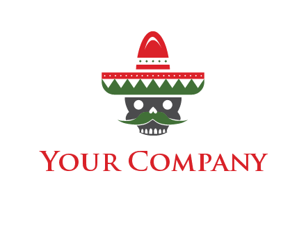 skull with mustache and Mexican hat icon