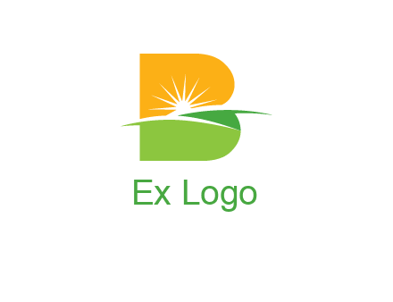 landscape inside in letter B logo