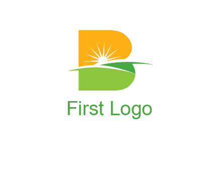 landscape inside in letter B logo