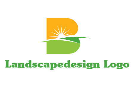 landscape inside in letter B logo