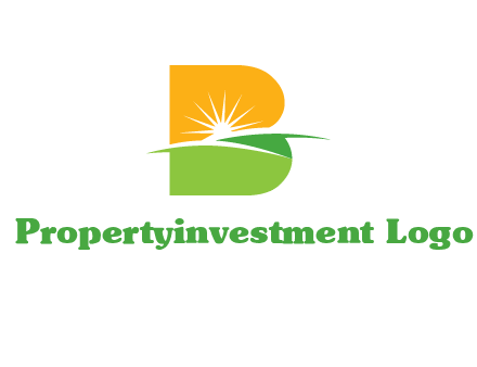 landscape inside in letter B logo