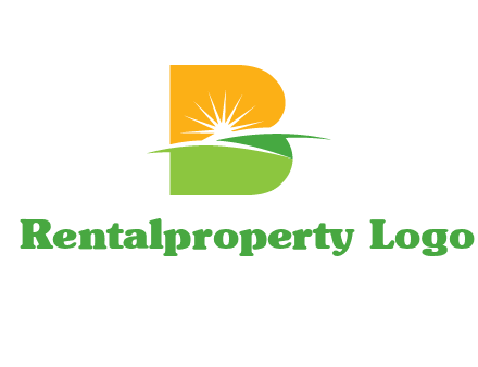 landscape inside in letter B logo