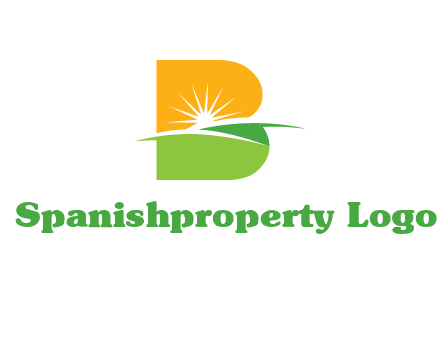 landscape inside in letter B logo