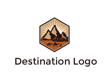 hexagon shaped desert logo