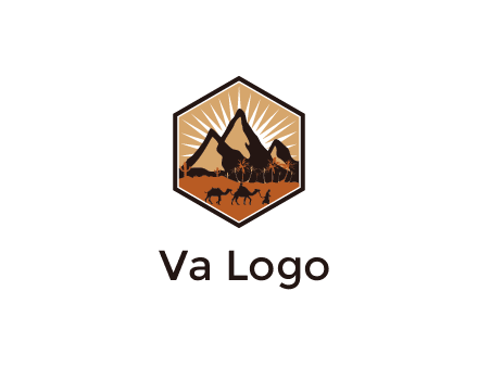 hexagon shaped desert logo