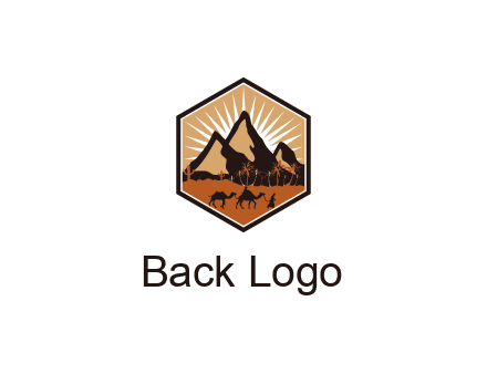 hexagon shaped desert logo