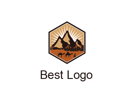 hexagon shaped desert logo