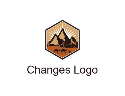hexagon shaped desert logo