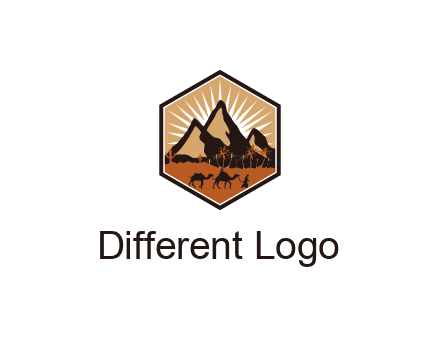 hexagon shaped desert logo