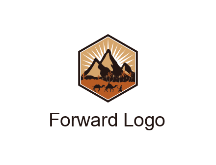 hexagon shaped desert logo