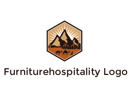 hexagon shaped desert logo