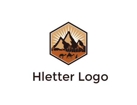 hexagon shaped desert logo