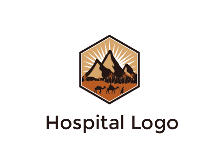 hexagon shaped desert logo