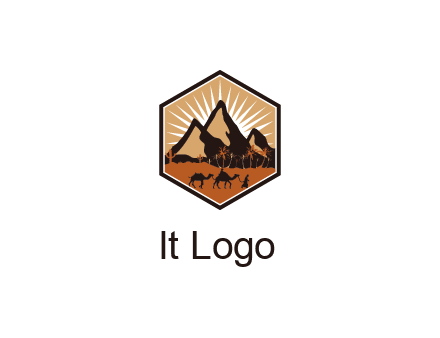 hexagon shaped desert logo