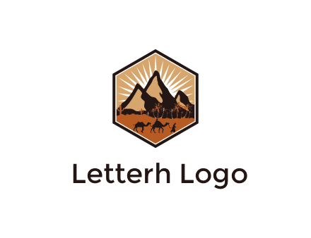 hexagon shaped desert logo