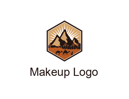 hexagon shaped desert logo