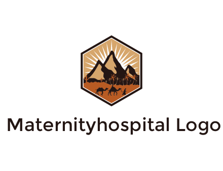 hexagon shaped desert logo