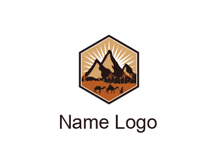 hexagon shaped desert logo