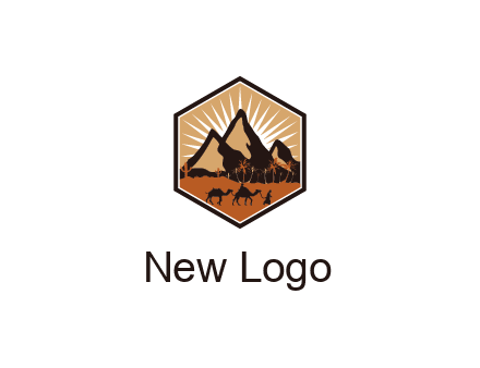 hexagon shaped desert logo