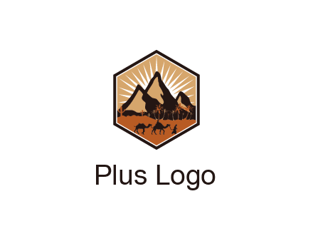 hexagon shaped desert logo