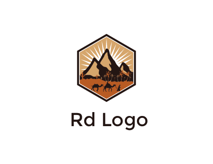 hexagon shaped desert logo