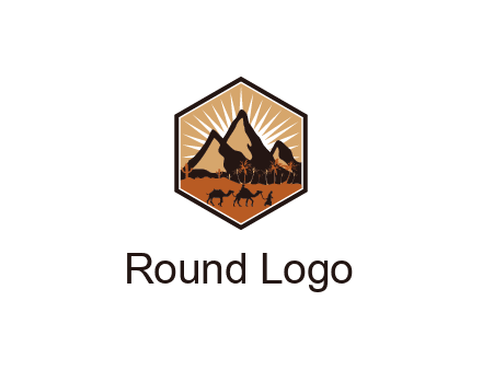 hexagon shaped desert logo