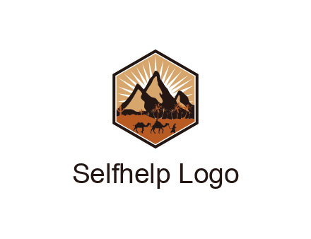 hexagon shaped desert logo