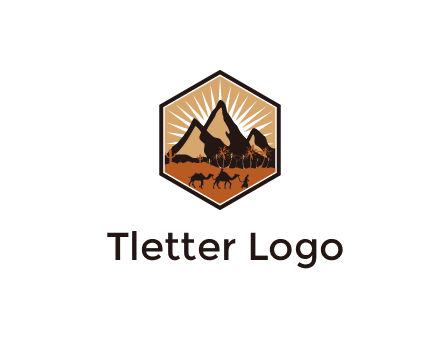 hexagon shaped desert logo