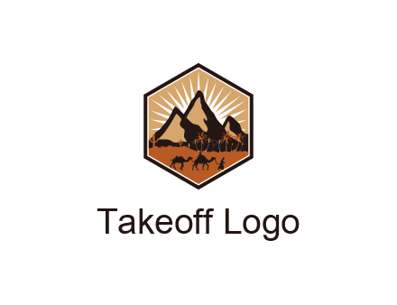 hexagon shaped desert logo
