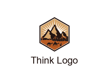 hexagon shaped desert logo