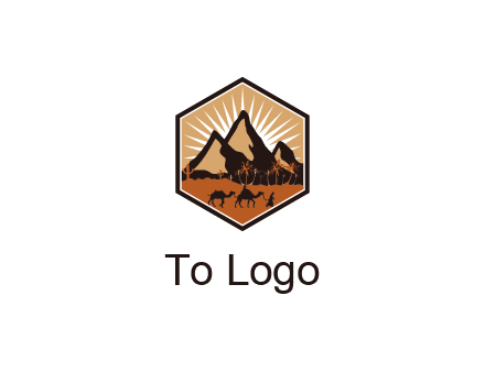 hexagon shaped desert logo