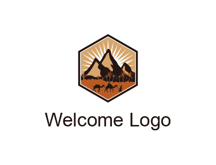 hexagon shaped desert logo